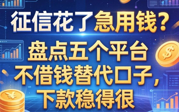 征信花了急用钱？盘点五个平台不借钱的替代口子，下款稳得很