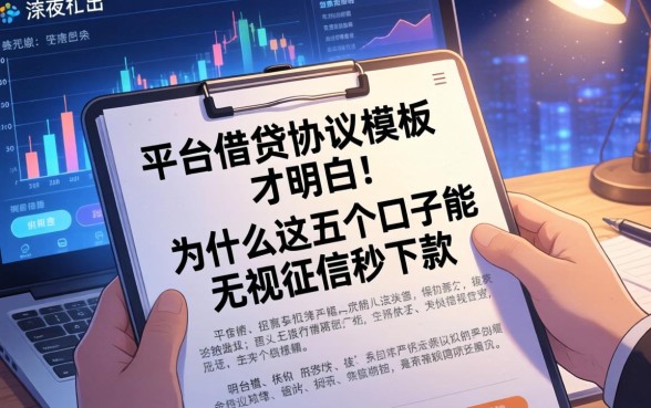 深夜翻出一份平台借钱协议模板才明白，为什么这五个口子能无视征信秒下款