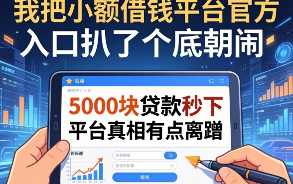 我把小额借钱平台官方入口扒了个底朝天，发现5000块贷款秒下平台的真相有点离谱