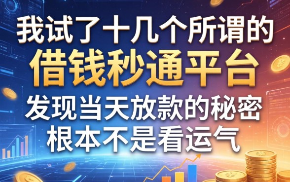 我试了十几个所谓的借钱秒通过平台，发现当天放款的秘密根本不是看运气