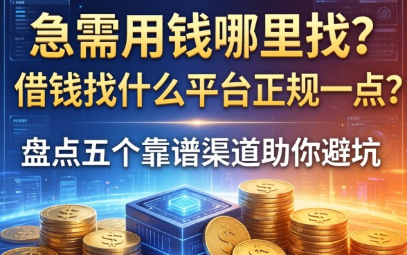 急需用钱哪里找？借钱找什么平台正规一点？盘点五个靠谱渠道助你避坑