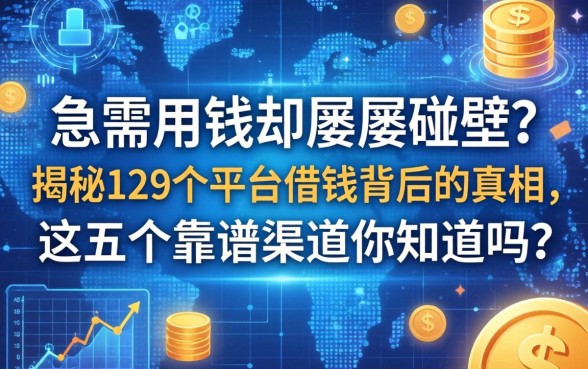 急需用钱却屡屡碰壁?揭秘129个平台借钱背后的真相,这五个靠谱渠道你知道吗?