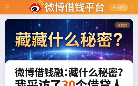 微博借钱平台界面藏着什么秘密？我采访了30个借款人