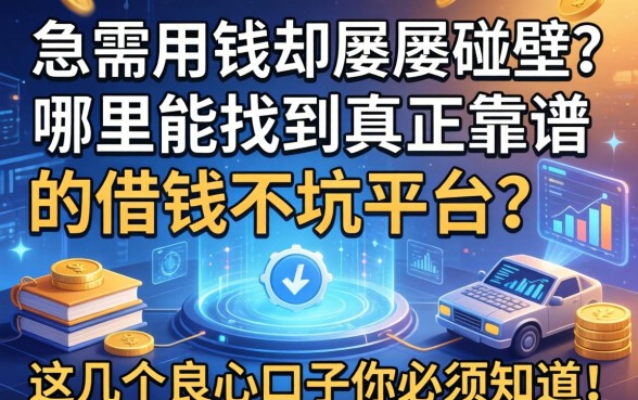 急需用钱却屡屡碰壁?哪里能找到真正靠谱的借钱不坑平台?这几个良心口子你必须知道!