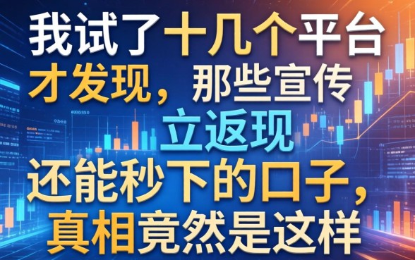 我试了十几个平台才发现，那些宣传立返现还能秒下的口子，真相竟然是这样