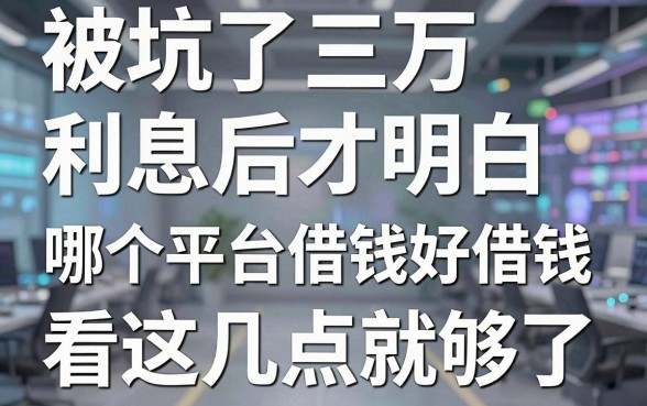 被坑了三万利息后才明白：哪个平台借钱好借钱，看这几点就够了