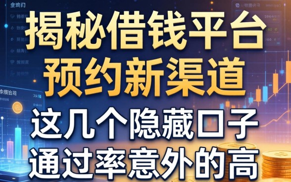揭秘借钱平台预约新渠道，这几个隐藏口子通过率意外的高