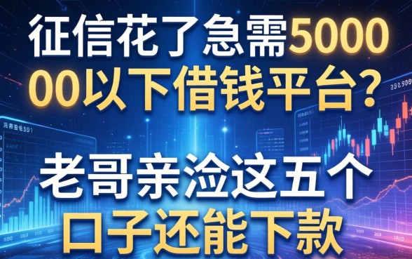 征信花了急需5000以下借钱平台？老哥亲测这五个口子还能下款