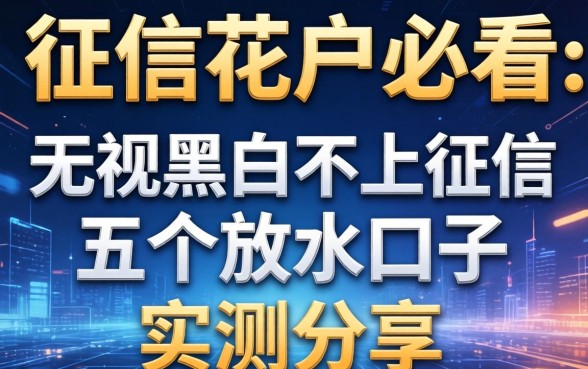 征信花户必看：无视黑白不上征信的五个放水口子实测分享