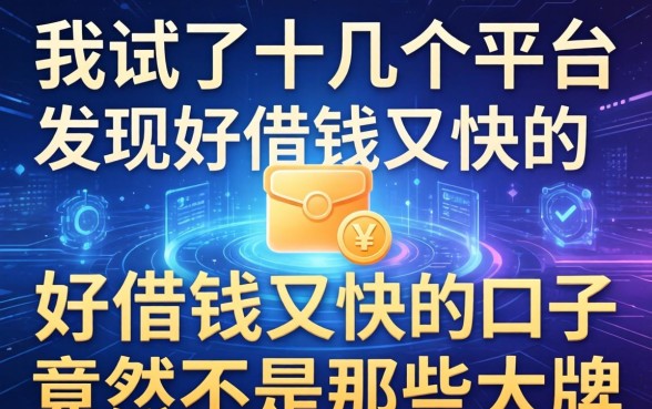 我试了十几个平台，发现好借钱又快的口子竟然不是那些大牌