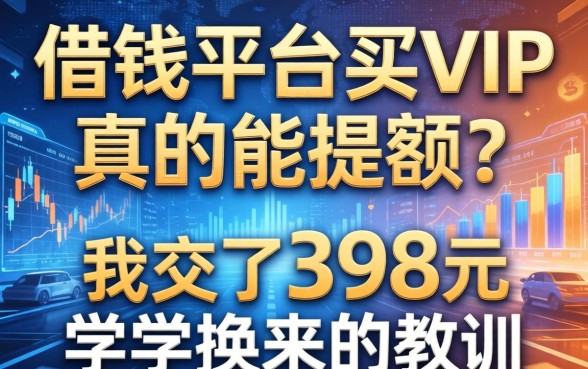 借钱平台买VIP真的能提额？我交了398元学费换来的教训