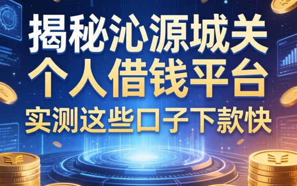 揭秘沁源城关个人借钱平台，实测这些口子下款快