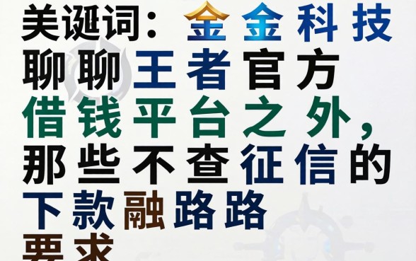 聊聊王者官方借钱平台之外，那些不查征信的下款路子