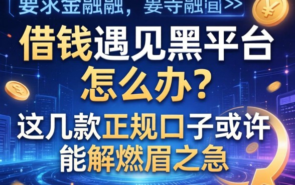 借钱遇见黑平台怎么办?这几款正规口子或许能解燃眉之急