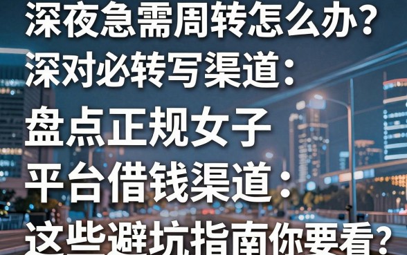 深夜急需周转怎么办？盘点正规女子平台借钱渠道，这些避坑指南你一定要看