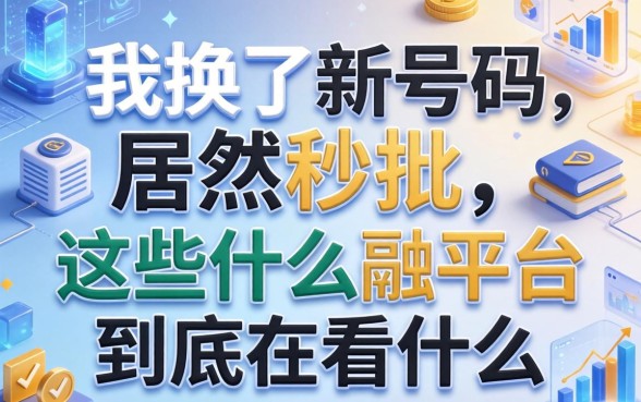 我换了新号码居然秒批，这些什么融平台到底在看什么