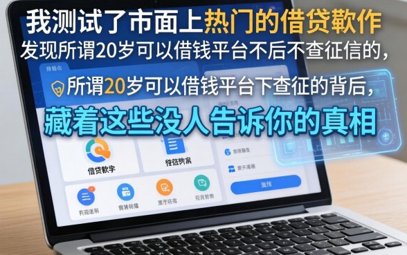 我测试了市面上热门的借贷软件，发现所谓20岁可以借钱平台不查征信的背后，藏着这些没人告诉你的真相