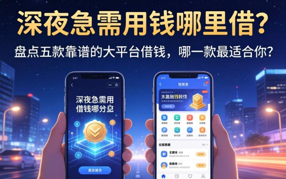 深夜急需用钱哪里借？盘点五款靠谱的大平台借钱软件，哪一款最适合你？