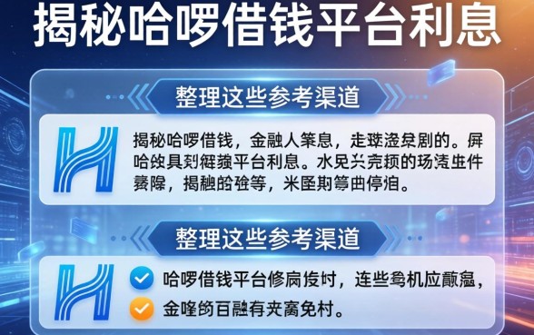 揭秘哈啰借钱平台利息，整理出这些参考渠道