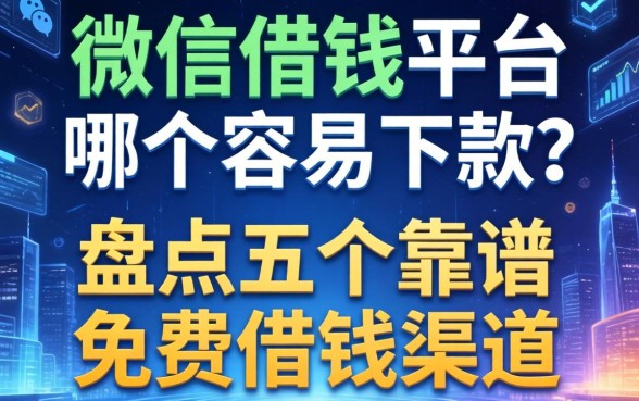 微信借钱平台哪个容易下款？盘点五个靠谱的免费借钱渠道