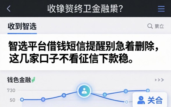收到智选平台借钱短信提醒别急着删，这几家口子不看征信下款稳