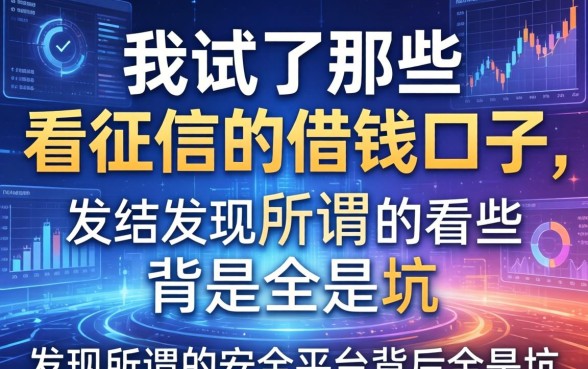 我试了那些不看征信的借钱口子，发现所谓的安全平台背后全是坑