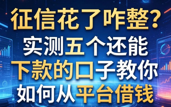 征信花了咋整？实测五个还能下款的口子教你如何从平台借钱