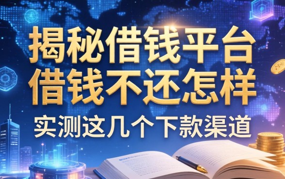 揭秘借钱平台借钱不还怎样，实测这几个下款渠道