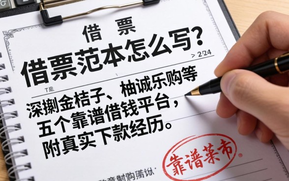 借条范本怎么写？深扒金桔子、柚誠乐购等五个靠谱借钱平台，附真实下款经历