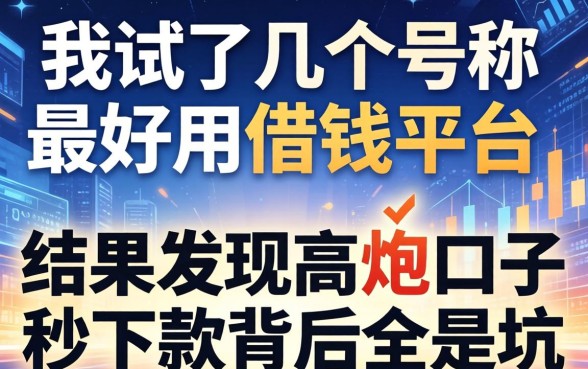 我试了几个号称最好用借钱平台，结果发现高炮口子秒下款背后全是坑