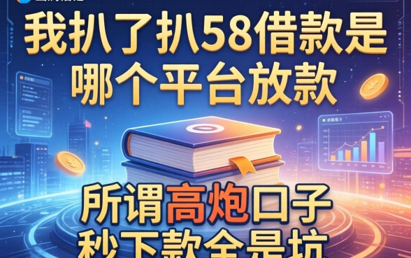 我扒了扒58借钱是哪个平台放款，发现所谓高炮口子秒下款全是坑