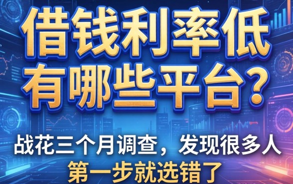 借钱利率低有哪些平台？我花三个月调查，发现很多人第一步就选错了