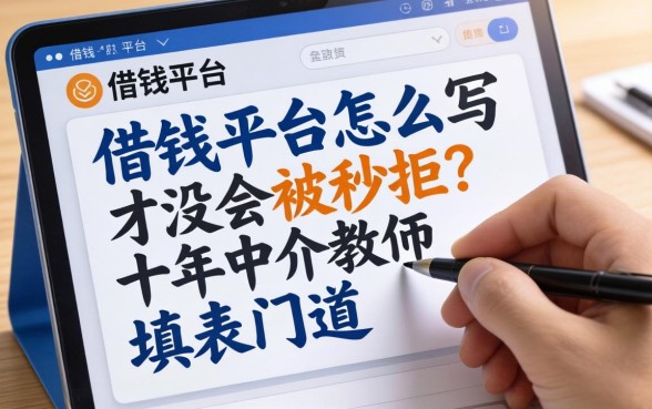 借钱平台怎么写才不会被秒拒？十年中介教你填表的门道