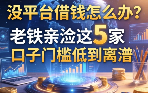 没平台借钱怎么办？老铁亲测这5家口子门槛低到离谱