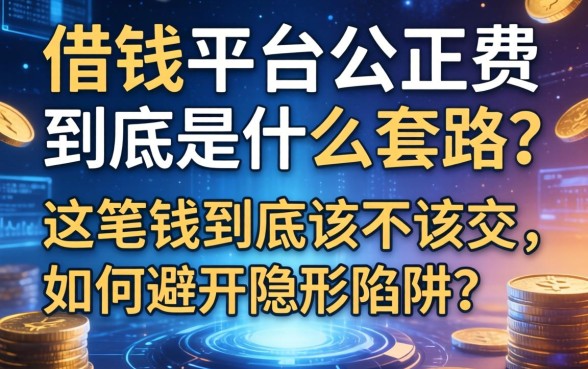 借钱平台公正费到底是什么套路？这笔钱到底该不该交，如何避开隐形陷阱？