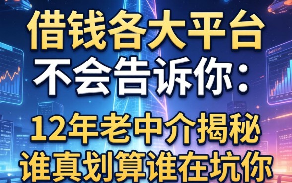借钱各大平台不会告诉你：12年老中介揭秘谁真划算谁在坑你