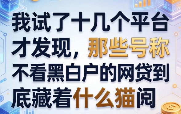 我试了十几个平台才发现，那些号称不看黑白户的网贷到底藏着什么猫腻