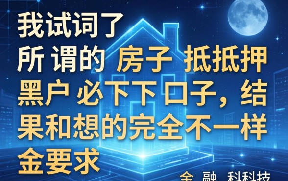 我试了所谓的房子抵押黑户必下口子，结果和想的完全不一样