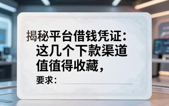揭秘平台借钱凭证：这几个下款渠道值得收藏