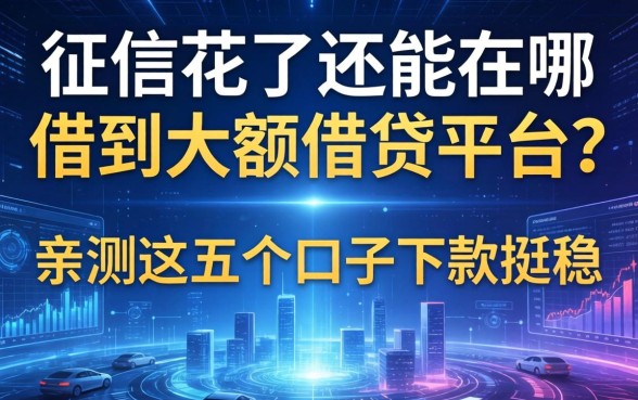 征信花了还能在哪借到大额的借钱平台？亲测这五个口子下款挺稳