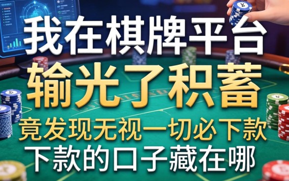 我在棋牌平台输光了积蓄，竟发现无视一切必下款的口子藏在哪