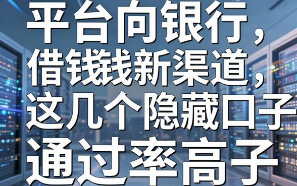 揭秘平台向银行借钱新渠道，这几个隐藏口子通过率高