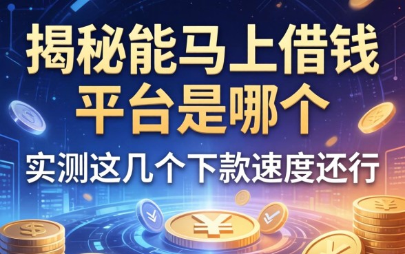揭秘能马上借钱的平台是哪个，实测这几个下款速度还行