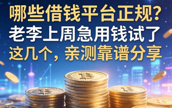 哪些借钱平台正规？老李上周急用钱试了这几个，亲测靠谱分享