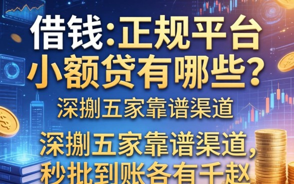 借钱的正规平台小额贷有哪些？深扒五家靠谱渠道，秒批到账各有千秋
