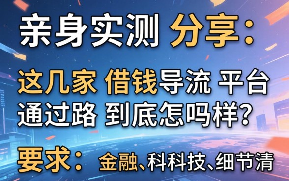 亲身实测分享：这几家借钱导流平台通过率到底怎么样？