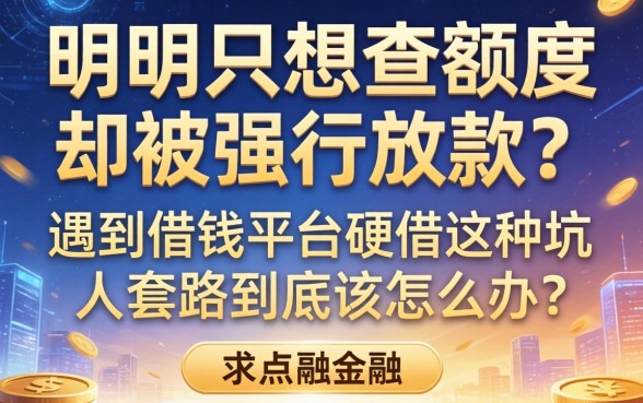 明明只想查额度却被强行放款？遇到借钱平台硬借这种坑人套路到底该怎么办？