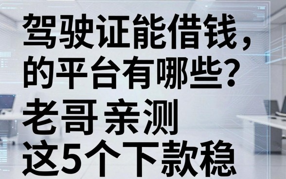 驾驶证能借钱的平台有哪些？老哥亲测这5个口子下款稳