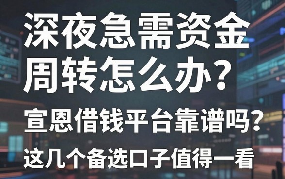 深夜急需资金周转怎么办？宣恩借钱平台靠谱吗？这几个备选口子值得一看