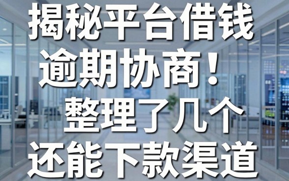 揭秘平台借钱逾期协商：整理了几个还能下款的渠道